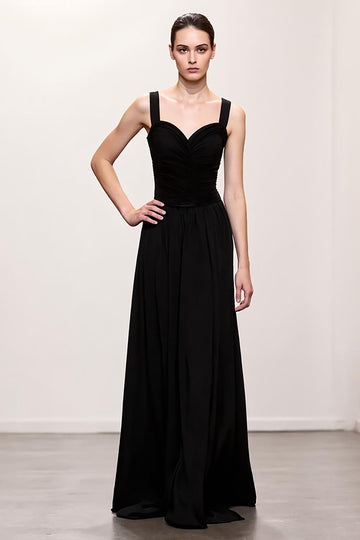 A-Line Black Spaghetti Straps Evening Dress